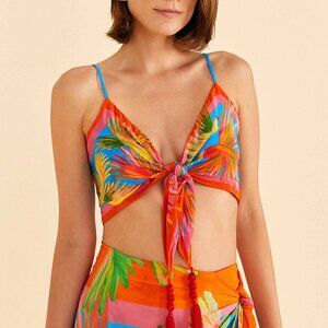 FARM Rio Painted Birds Scarf Top XL NWT